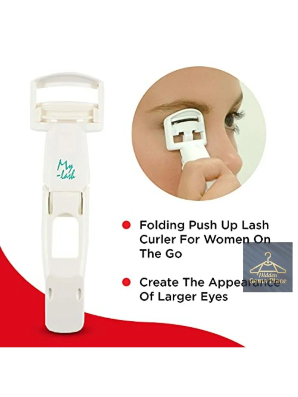 Folding Push Up Eyelash Curler with Extra Silicone Pad, Travel Size